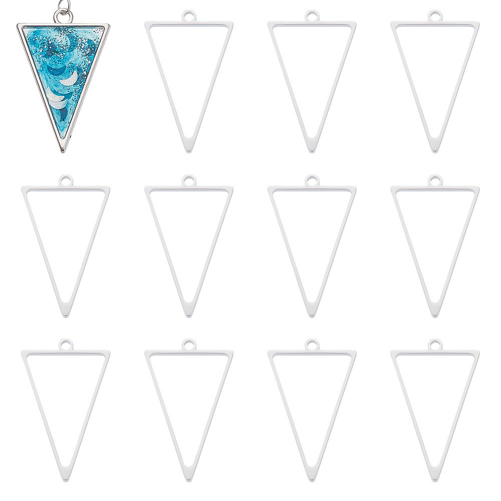 Bezels Pendant Resin - 16Pcs Stainless Steel Triangle Open Back