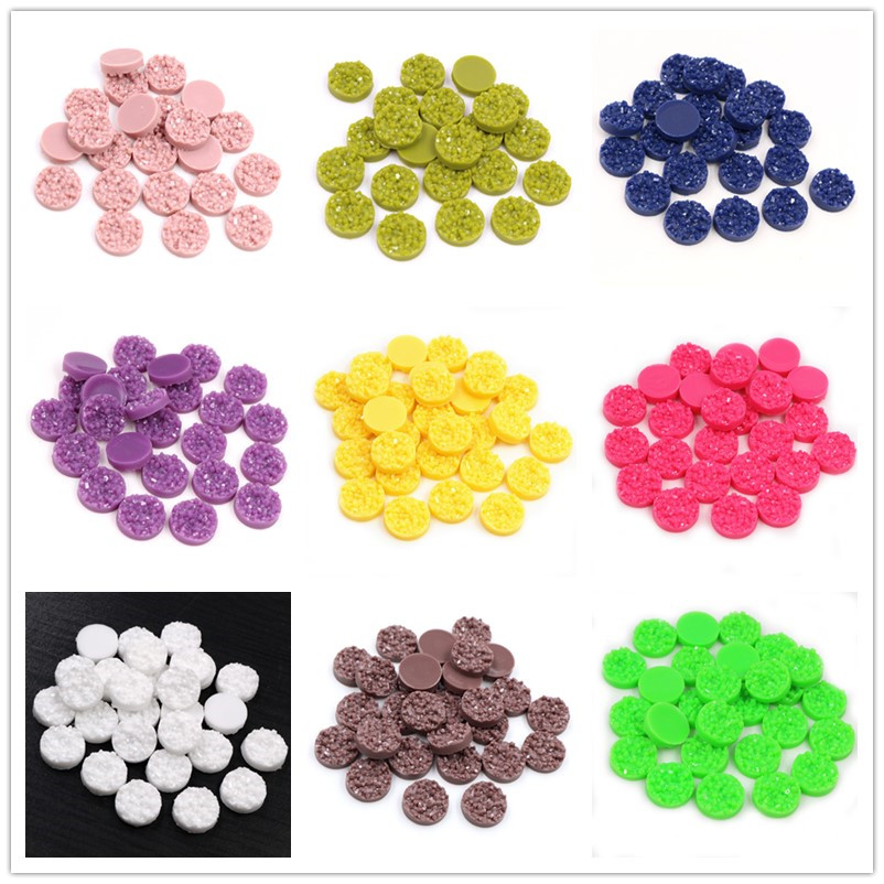 Resin Art Box - 40pcs Resin Druzy Cabochons Dome 8/10/12mm