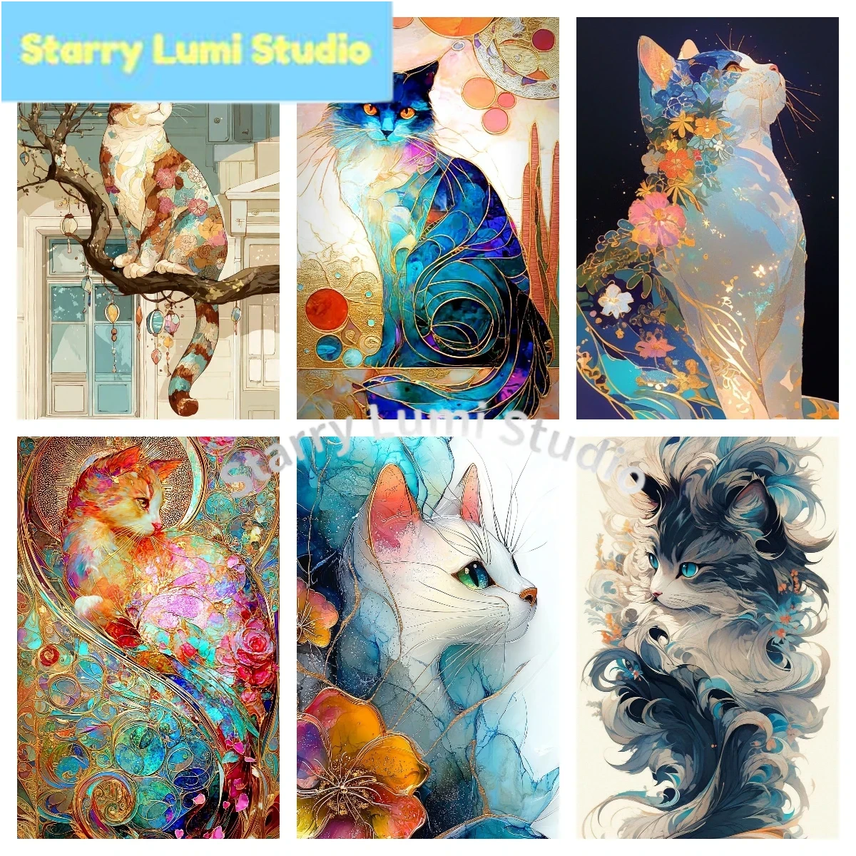 Resin Art Alcohol Ink - DIY Golden Line Art Cat Portrait