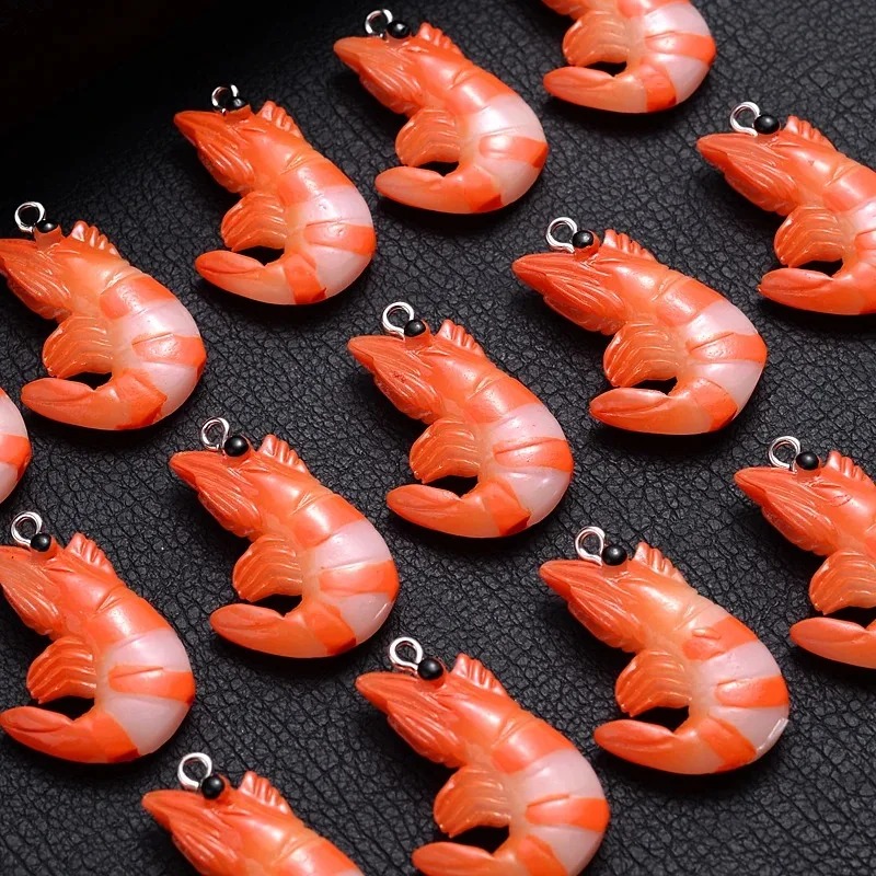 Resin Art Box - 10Pcs 3D Simulated Lobster Shrimp Charms,