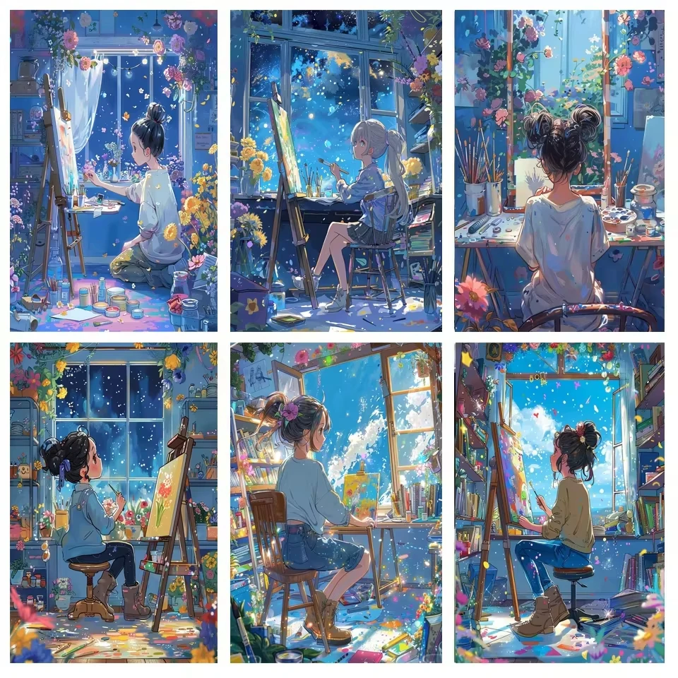 Resin Art Studio - Warm Studio Lass Painting By Window