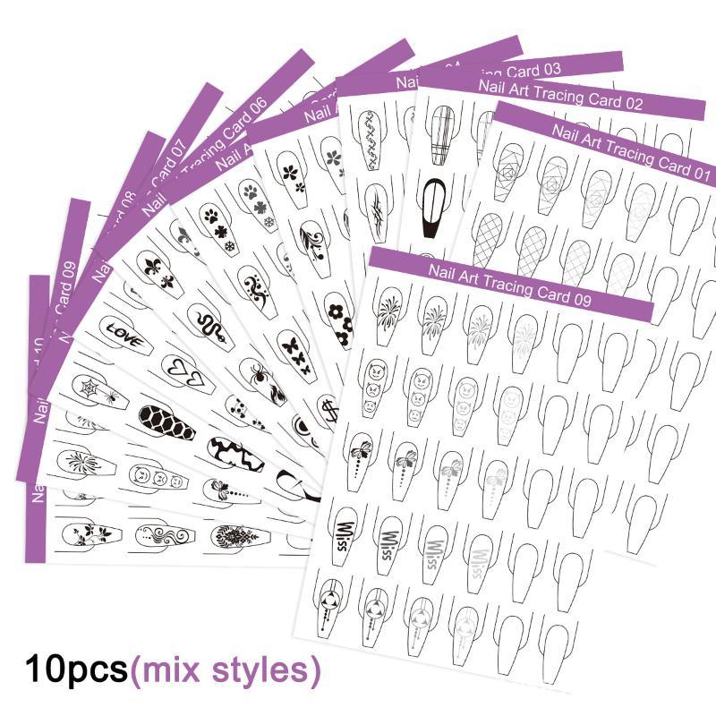 Resin Art Learning - Nail Art Practice Template Paper 10Pcs