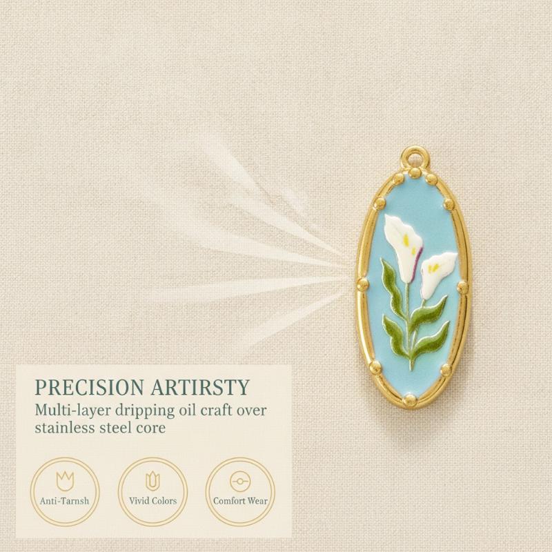 Resin Art Class - 5/8Pcs Cute Flower Enamel Charm Pendants