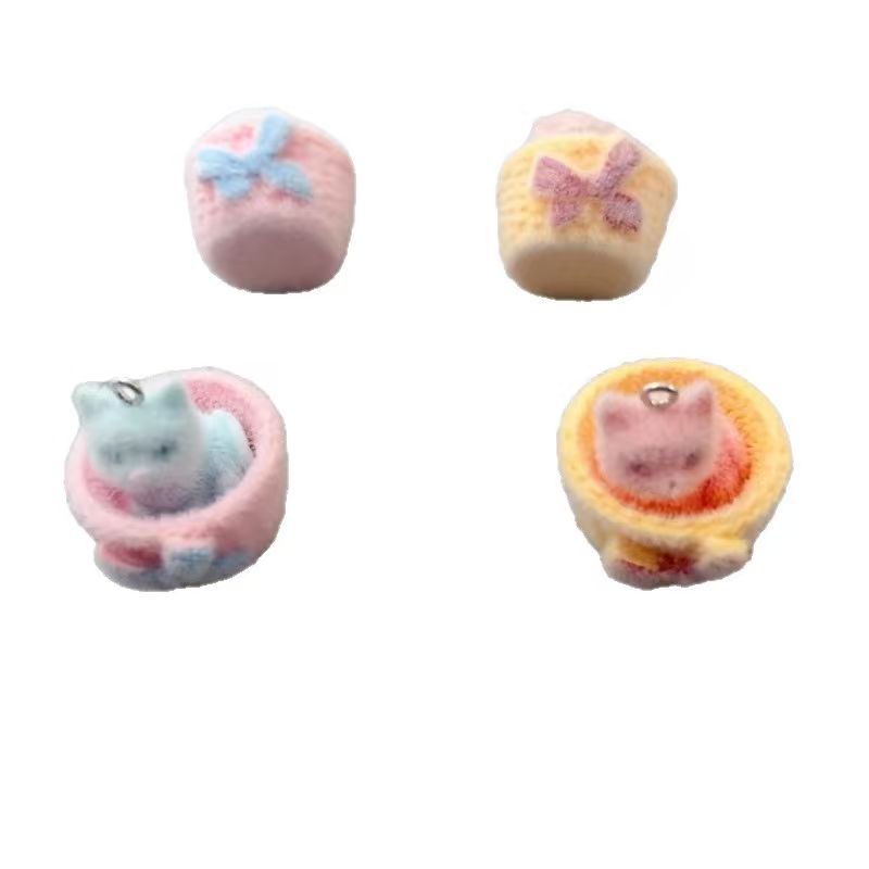 4pcs 3D plush resin cat pendan - Resin Art Box 评论和价格