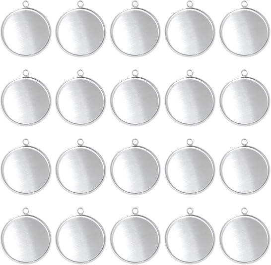 20 Pieces Stainless Steel Roun - Bezels Pendant Resin 评论和价格