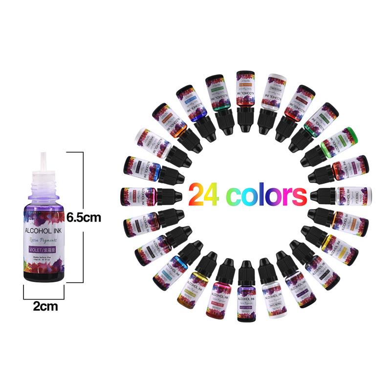 24 Color/Set 10ml  Resin Pigme - Resin Art Alcohol Ink 评论和价格