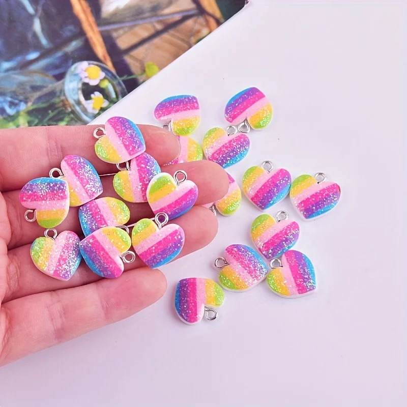 10Pcs Colorful Heart Resin Cha - Resin Art Box 评论和价格