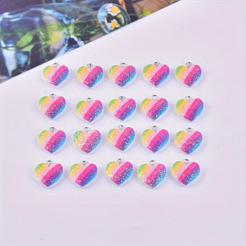 10Pcs Colorful Heart Resin Cha - Resin Art Box 评论和价格