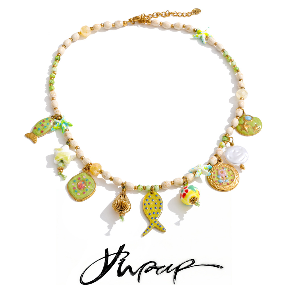 Yhpup Exclusive Stainless Stee - Resin Art Necklace 评论和价格