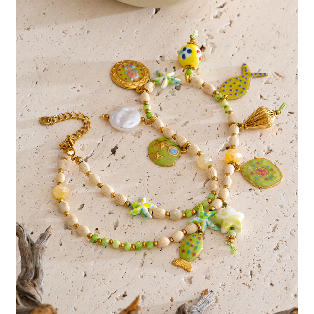 Yhpup Exclusive Stainless Stee - Resin Art Necklace 评论和价格