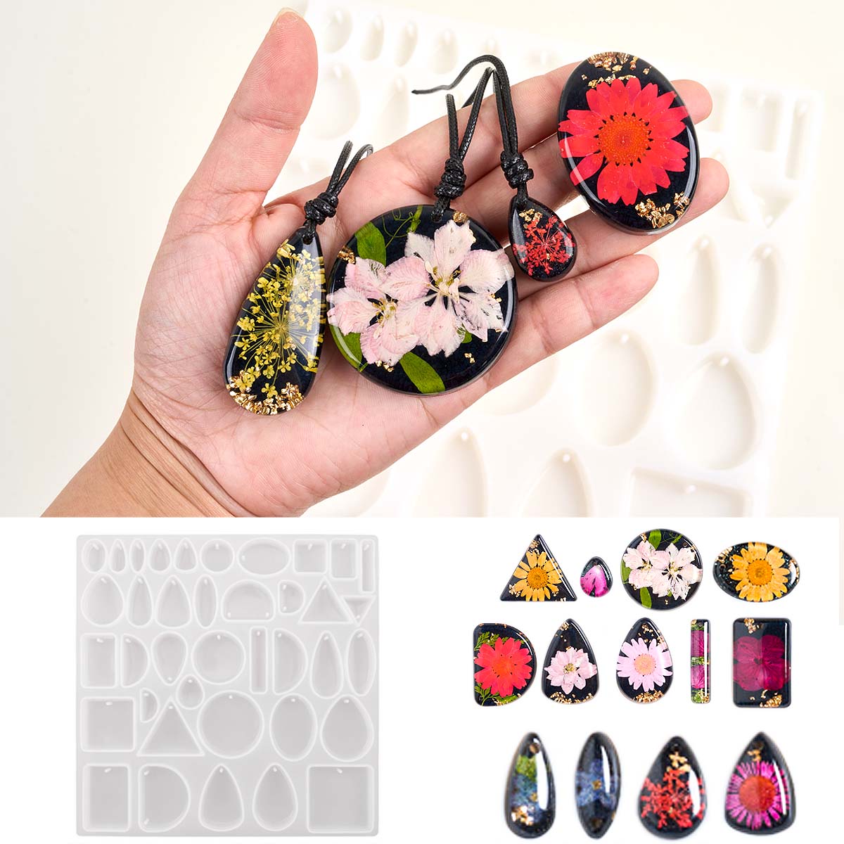Time Stone Pendant Silicone Mo - Resin Art Necklace 评论和价格
