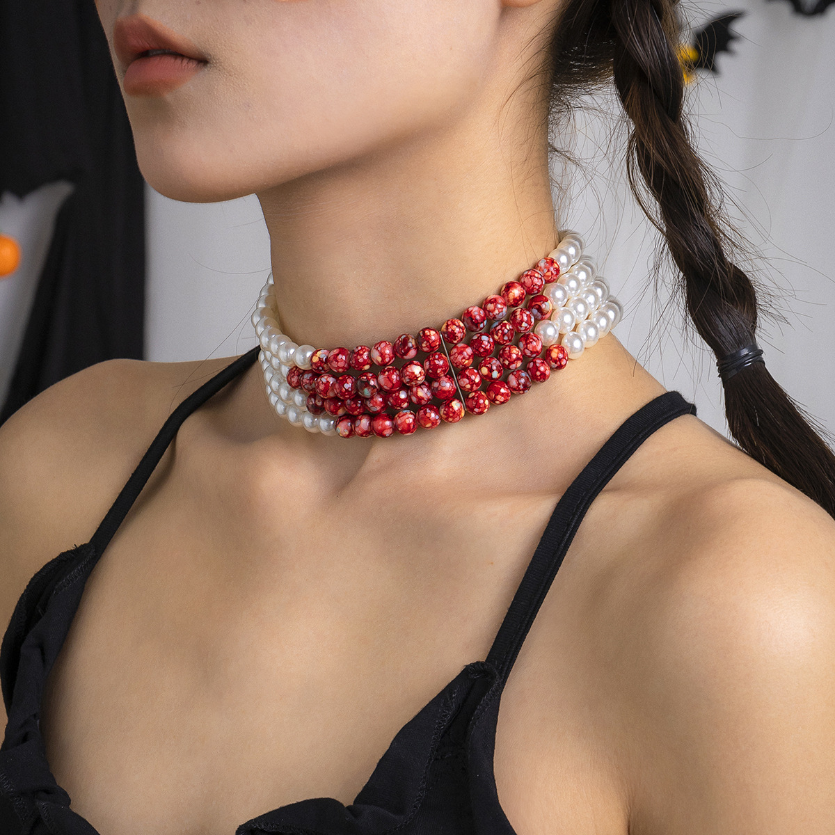 Multilayer Vintage Red Blood P - Resin Art Necklace 评论和价格