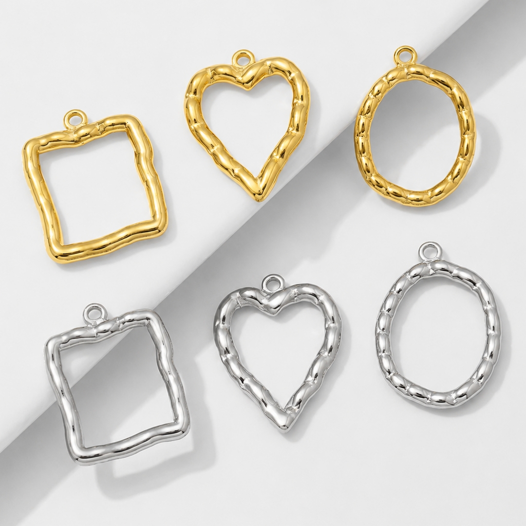 5pcs Handmade Stainless Steel  - Bezels Pendant Resin 评论和价格