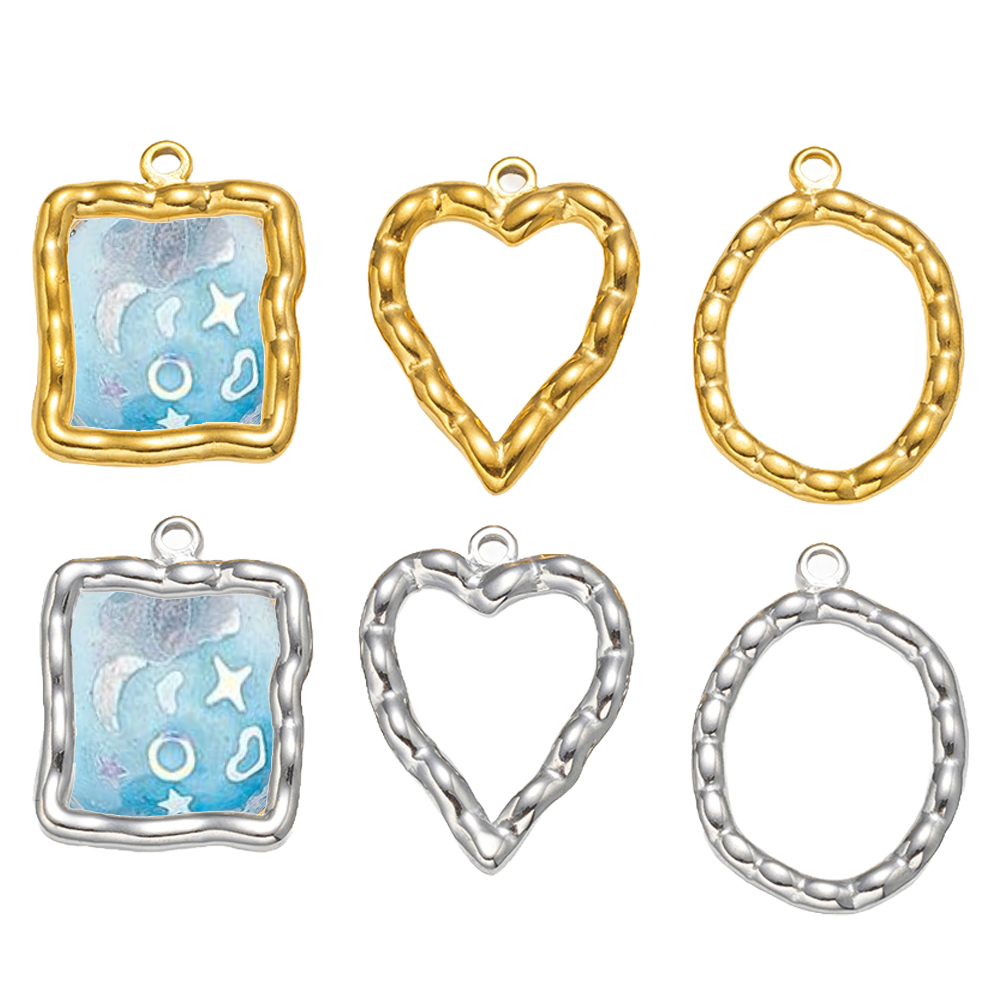 5pcs Handmade Stainless Steel  - Bezels Pendant Resin 评论和价格