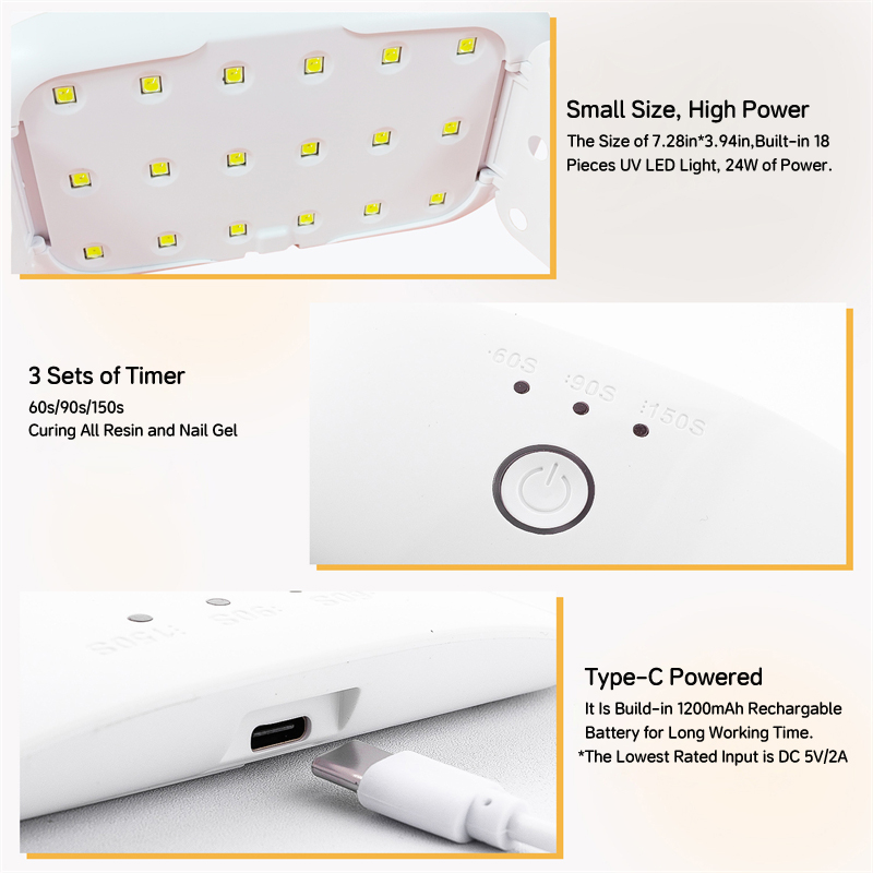 24W USB Rechargeable UV LED La - Uv Lamp Nail Resin 评论和价格