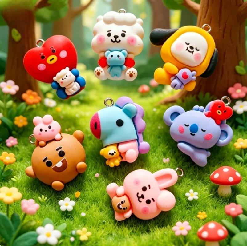 7pcs BT21 Resin Cartoon Charm  - Resin Art Box 评论和价格