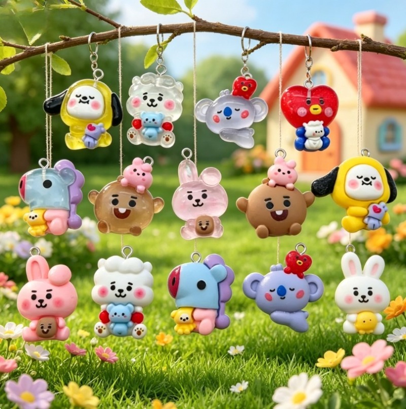 7pcs BT21 Resin Cartoon Charm  - Resin Art Box 评论和价格