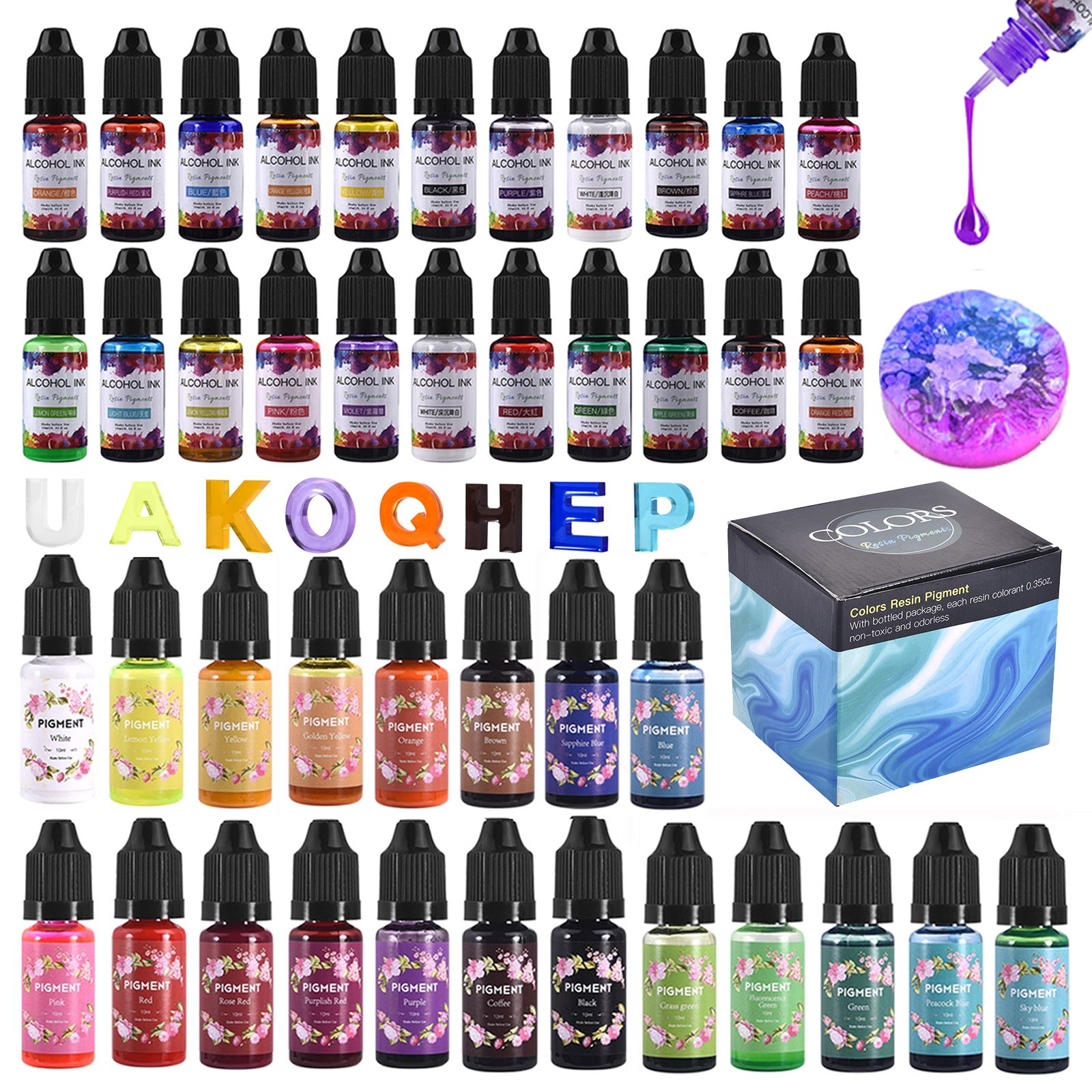 1 Set Resin Pigment Kit Art In - Resin Art Alcohol Ink 评论和价格