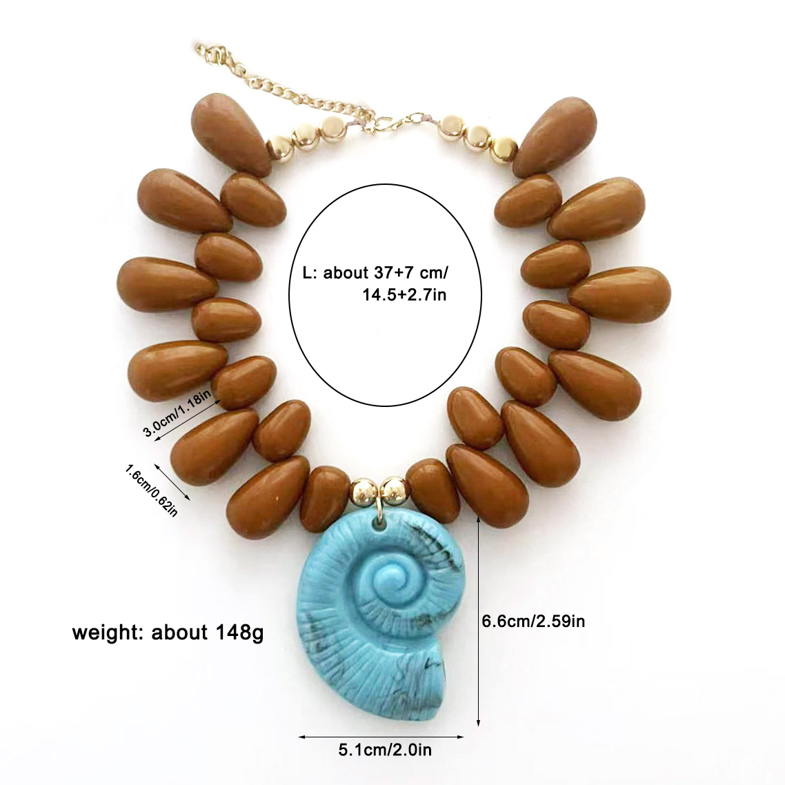Boho Conch Pendant Choker Neck - Resin Art Necklace 评论和价格